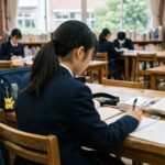 図書室で勉強する生徒たち