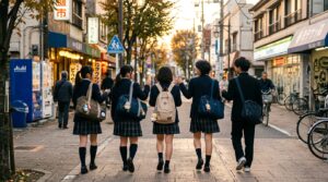 kk img japanese students walking home